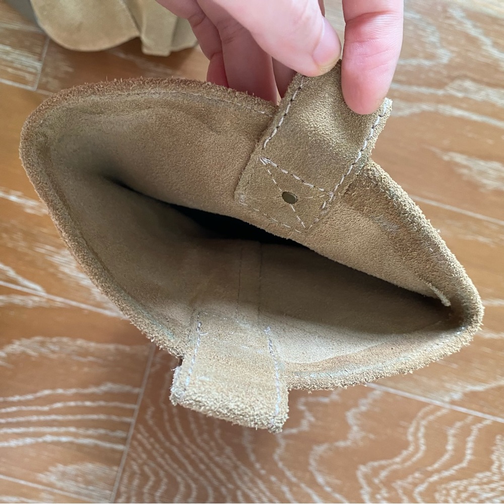 Tan Suede Cowgirl High Heels Boots Size 7 - Picture 9 of 14